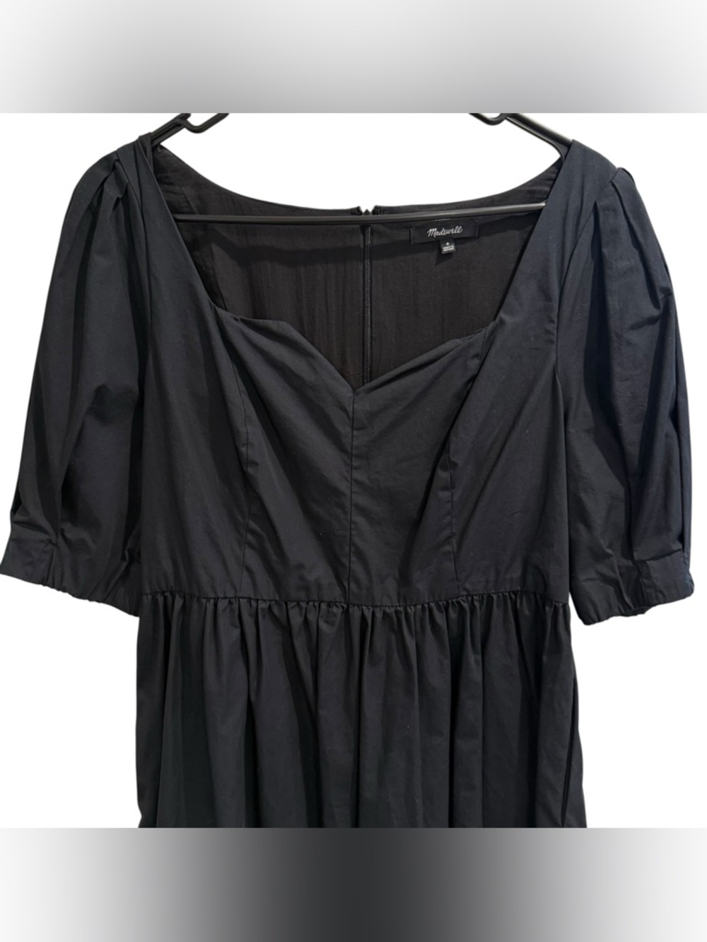 Madewell Cotton Poplin Puff-Sleeve Mini Dress Item NH073 Size 8 - Picture 2 of 10